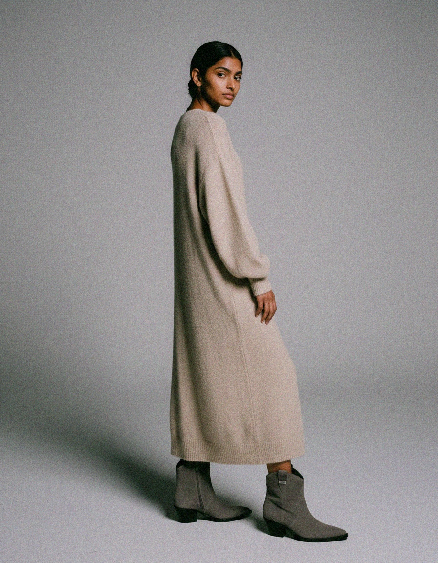 Grey Suede Pointed Toe Ankle Boots with Block Heel photo 3