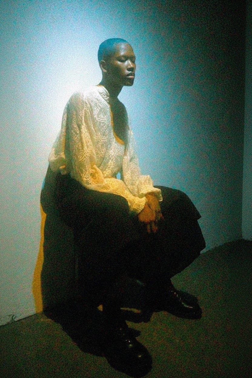 White Open-Knit Sweater with Voluminous Sleeves photo 4