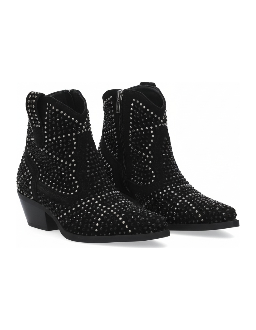 Black Studded Western Ankle Boots photo 1
