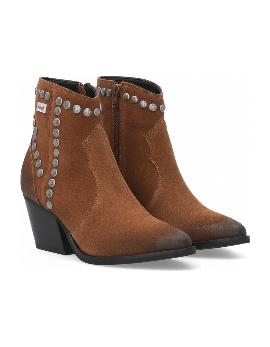 Brown Suede Studded Ankle Boots photo 1