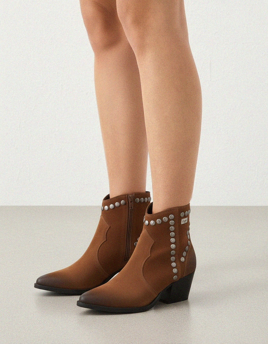 Brown Suede Studded Ankle Boots photo 2