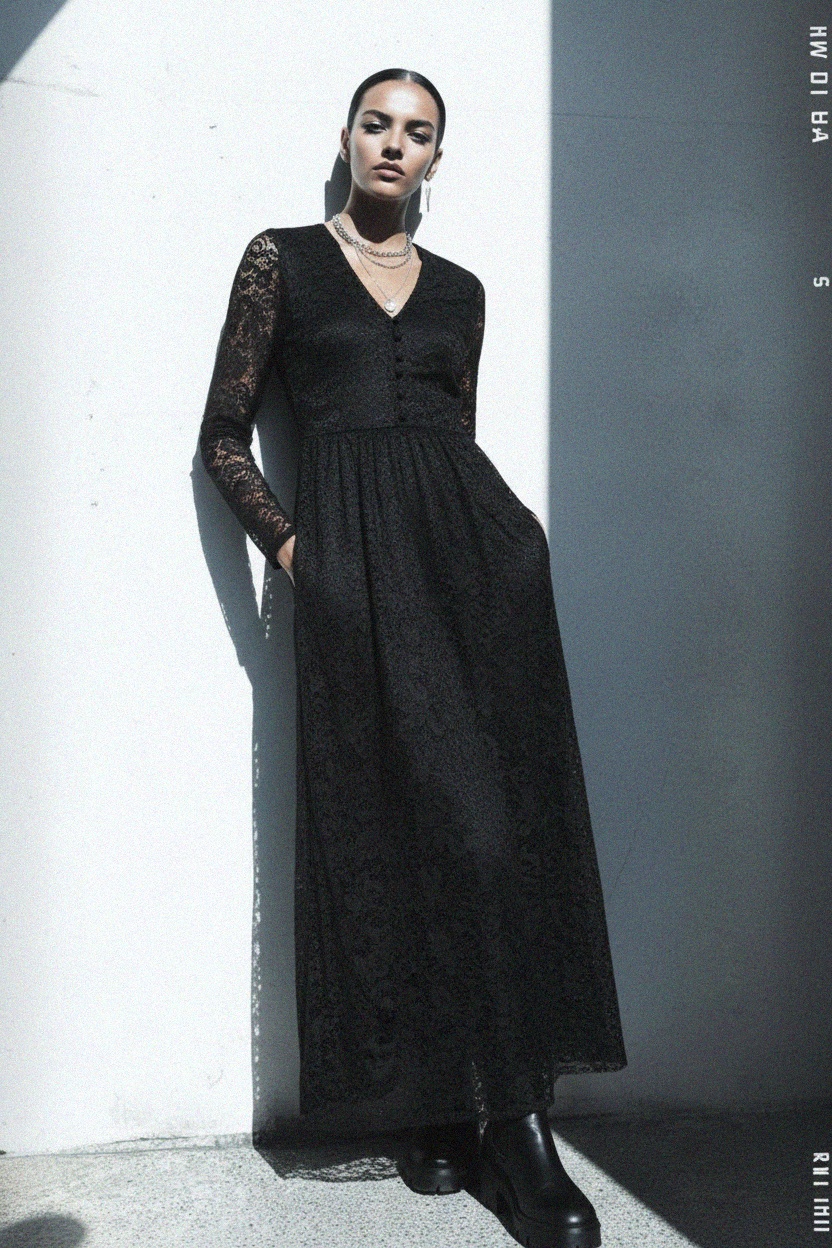 Elegant Black Lace Maxi Dress photo 3