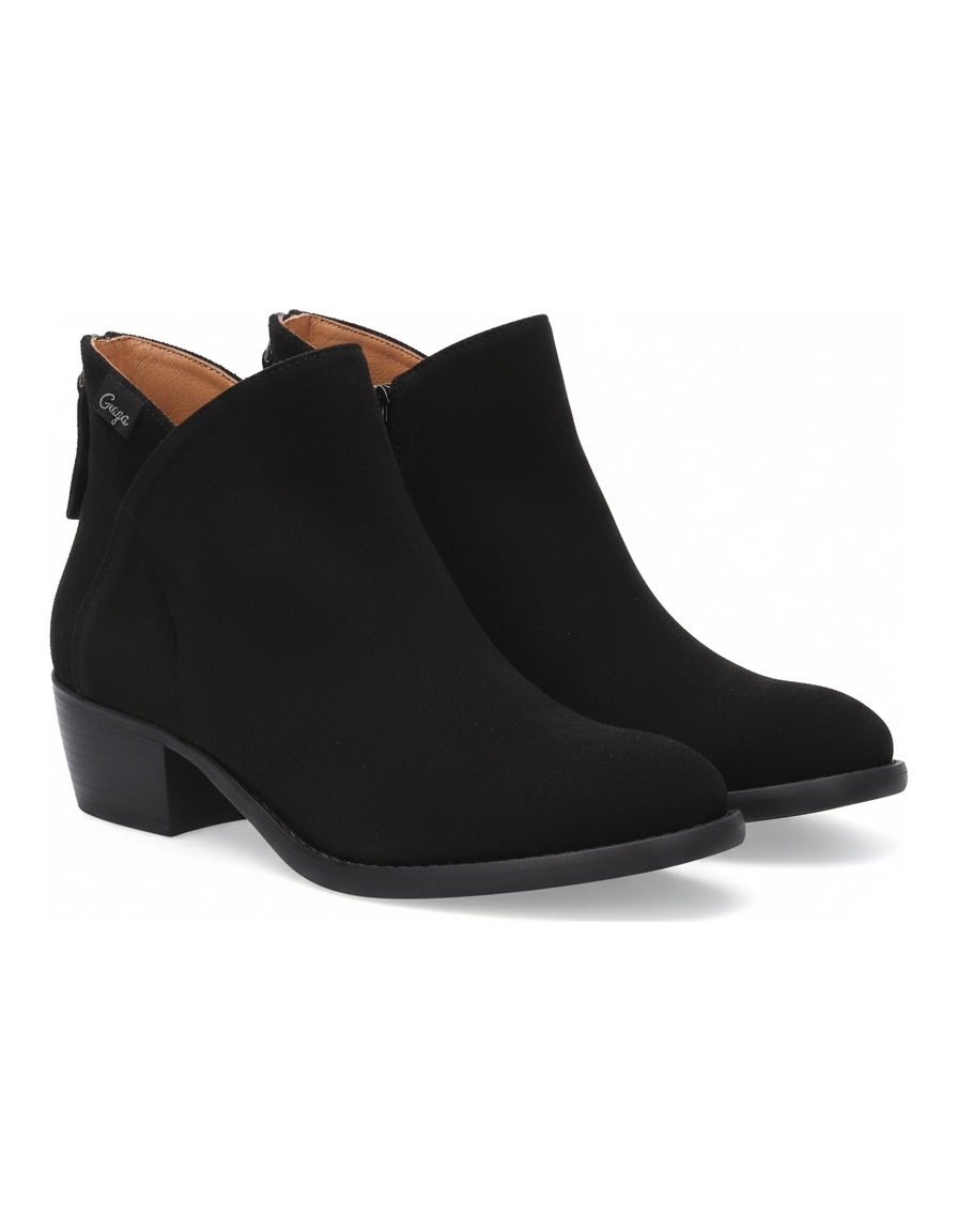 Black Suede Ankle Boots with Back Zipper photo 1