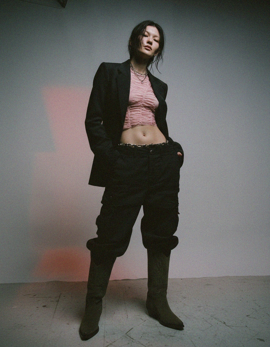 Olive Suede Western Boots with Pointed Toe photo 3