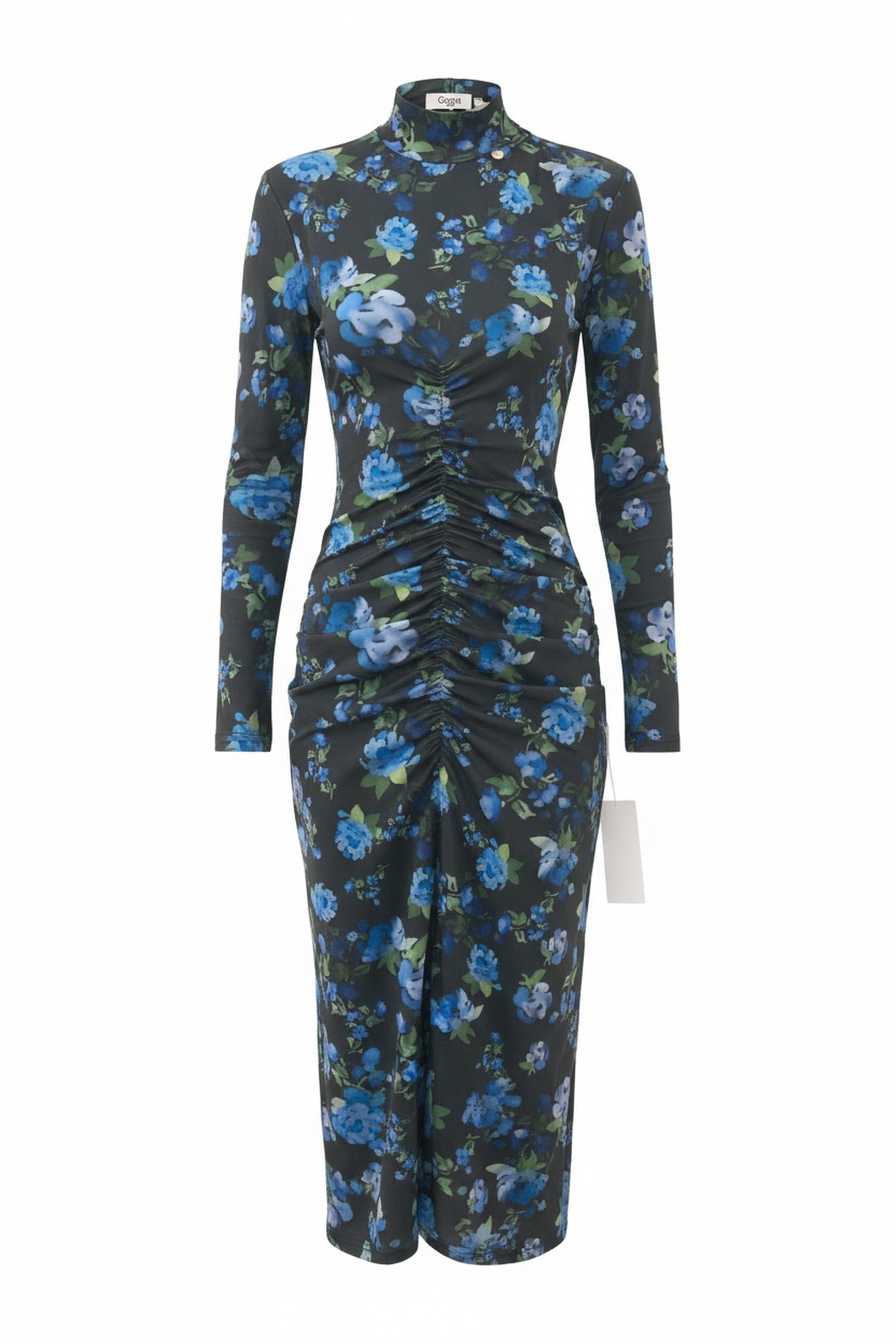 Floral Ruched Long Sleeve Midi Dress photo 1