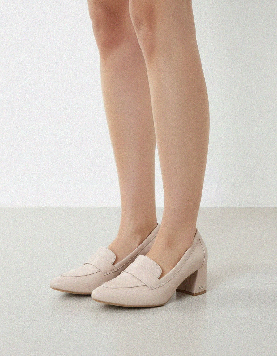 Chic Beige Block Heel Loafers photo 2