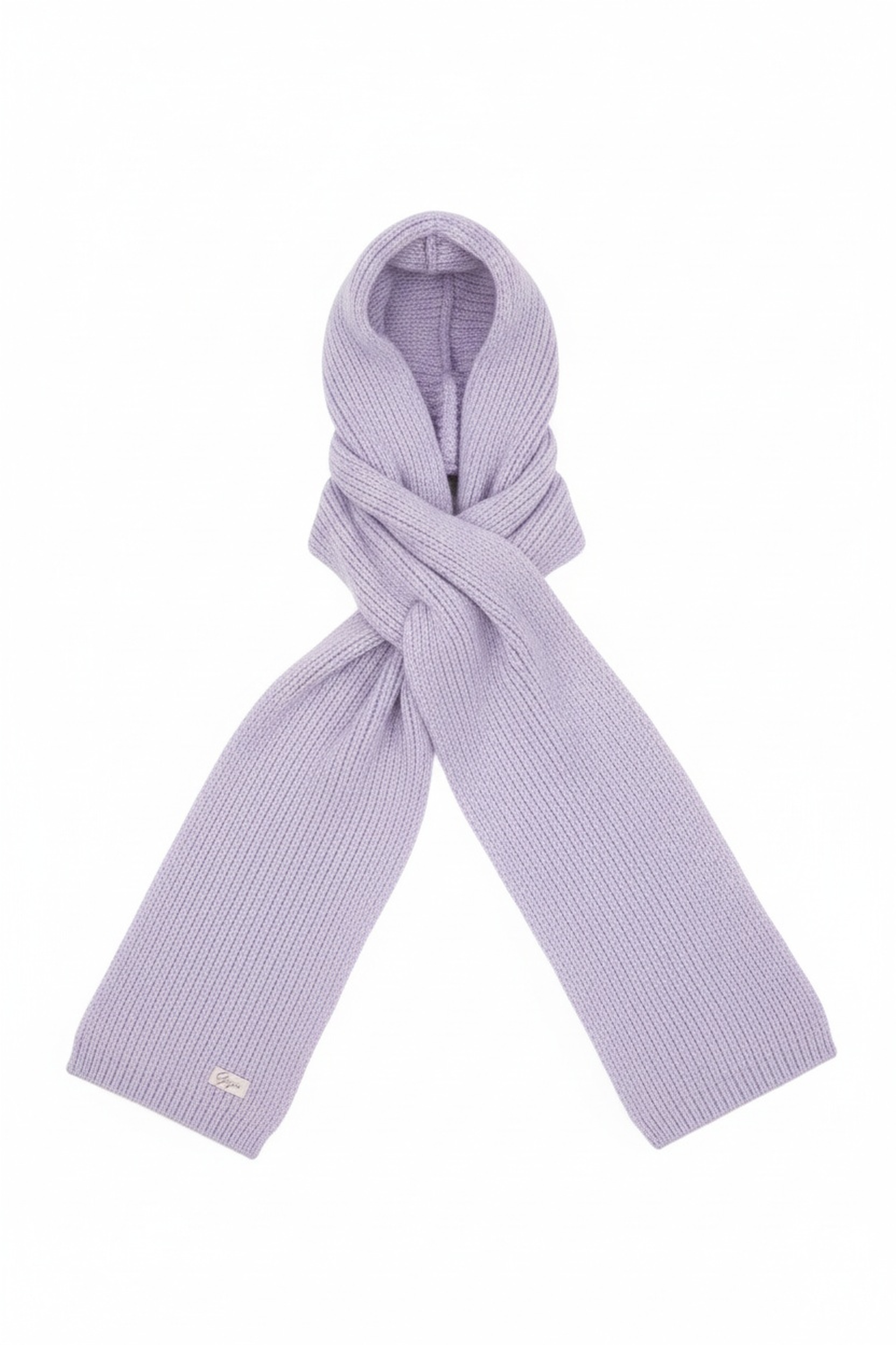 Soft Ribbed Knit Hooded Scarf - Lavender photo 1