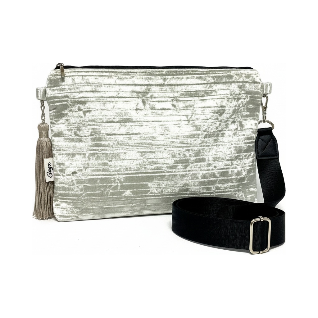 Grey Crushed Velvet Clutch Bag with Detachable Strap photo 1