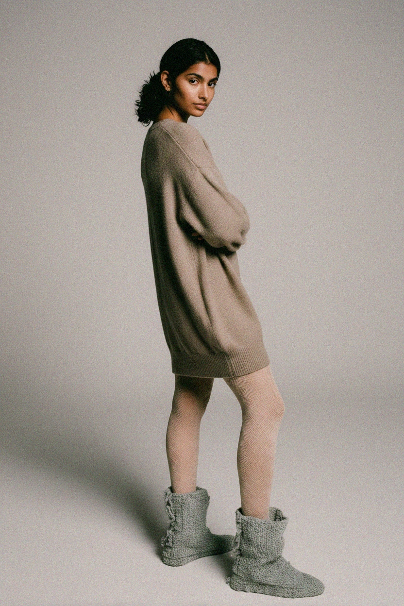 Beige Geometric Pattern Tights photo 3