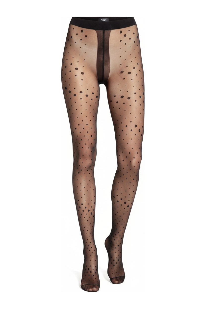 Chic Black Polka Dot Sheer Tights photo 1
