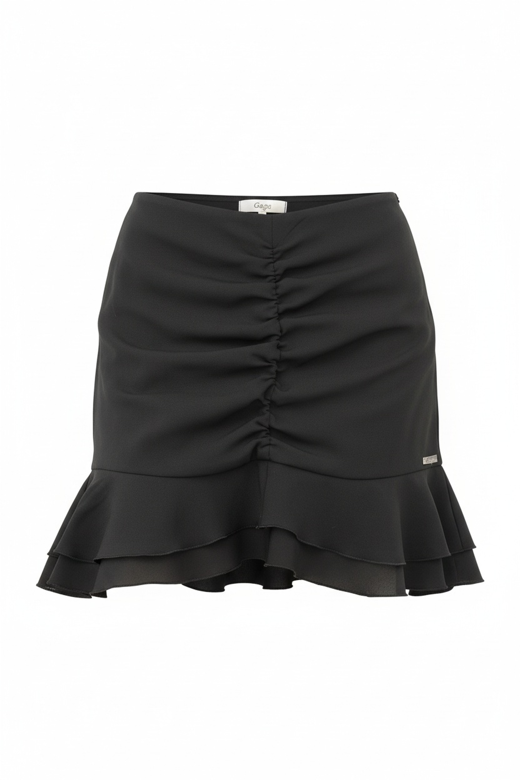 Chic Black Ruched Ruffle Mini Skirt photo 1