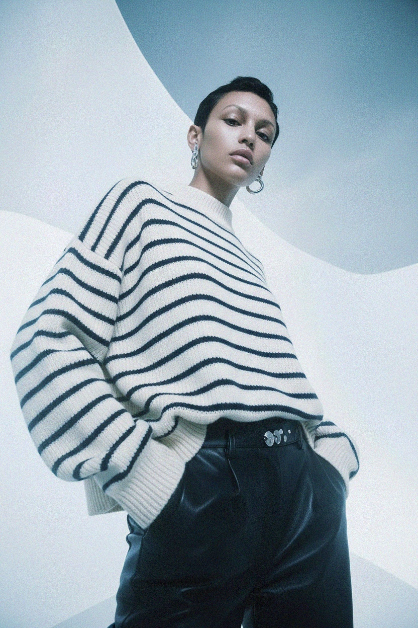 Oversize Striped Knit Sweater photo 3