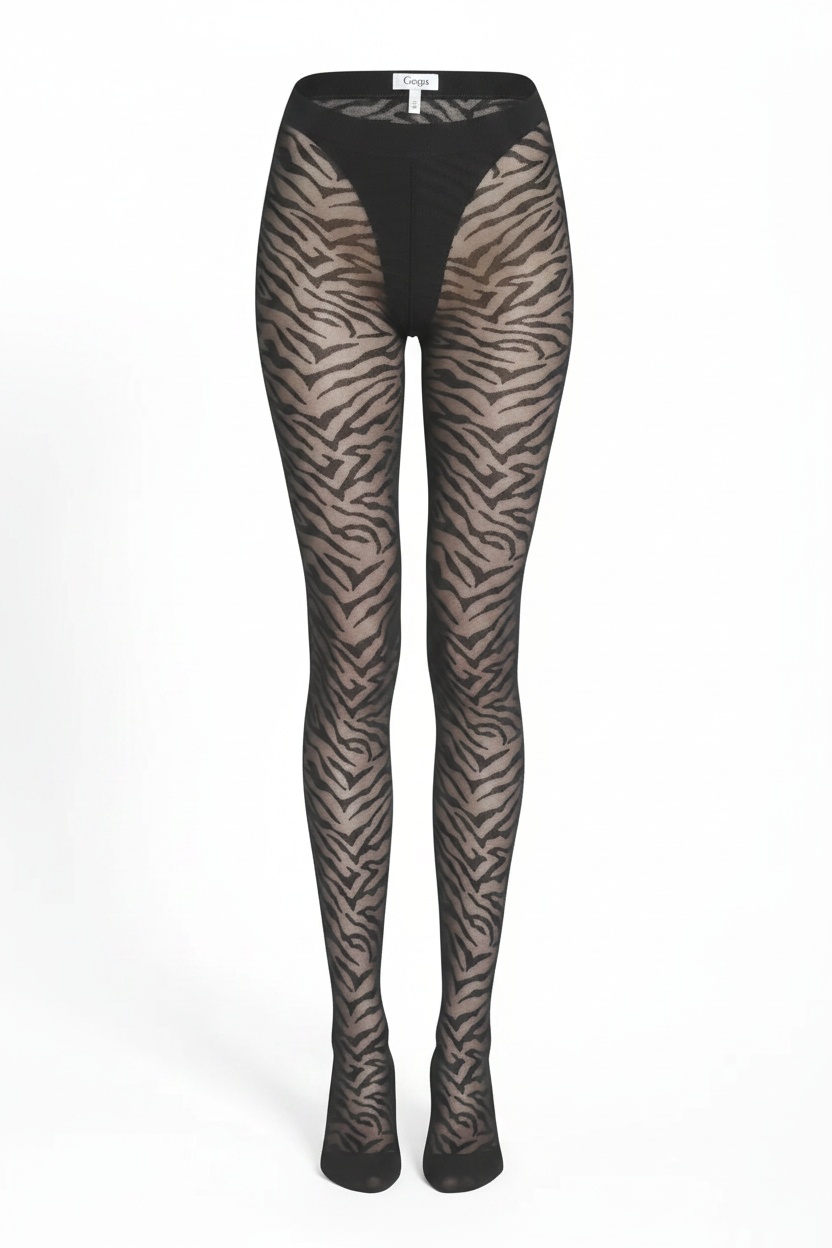 Black Zebra Print Sheer Fashion Tights photo 1