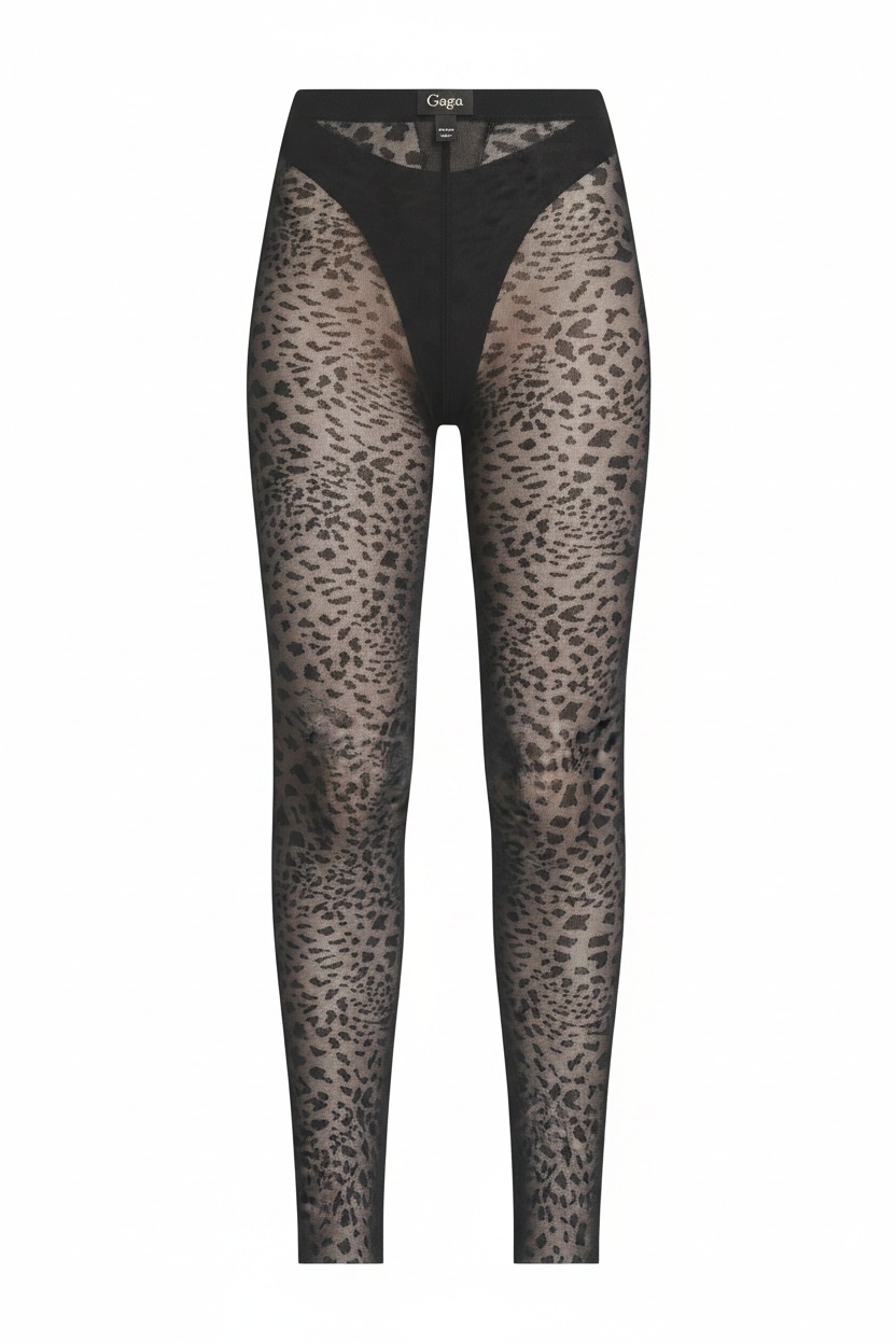 Black Leopard Print Sheer Tights photo 1