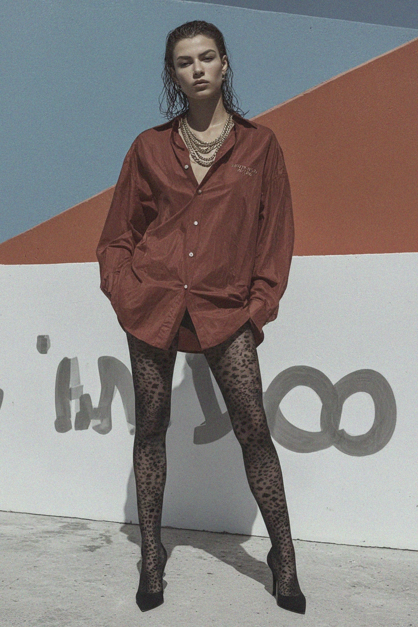 Black Leopard Patterned Sheer Tights photo 2