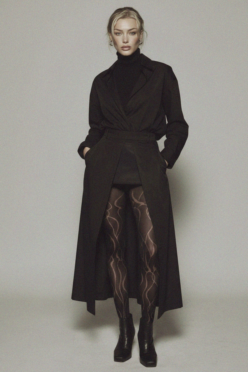 Black Abstract Pattern Sheer Tights photo 2