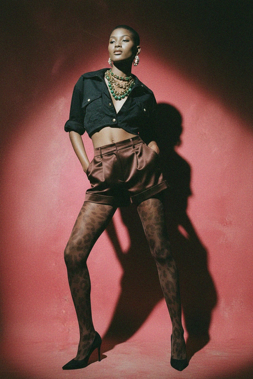 Brown Leopard Print Sheer Fashion Tights photo 2