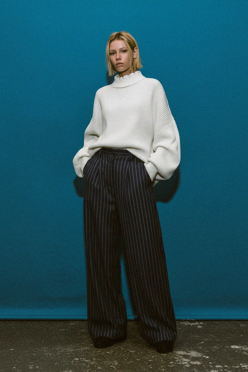 Chic Pinstripe Wide-Leg Pants photo 4