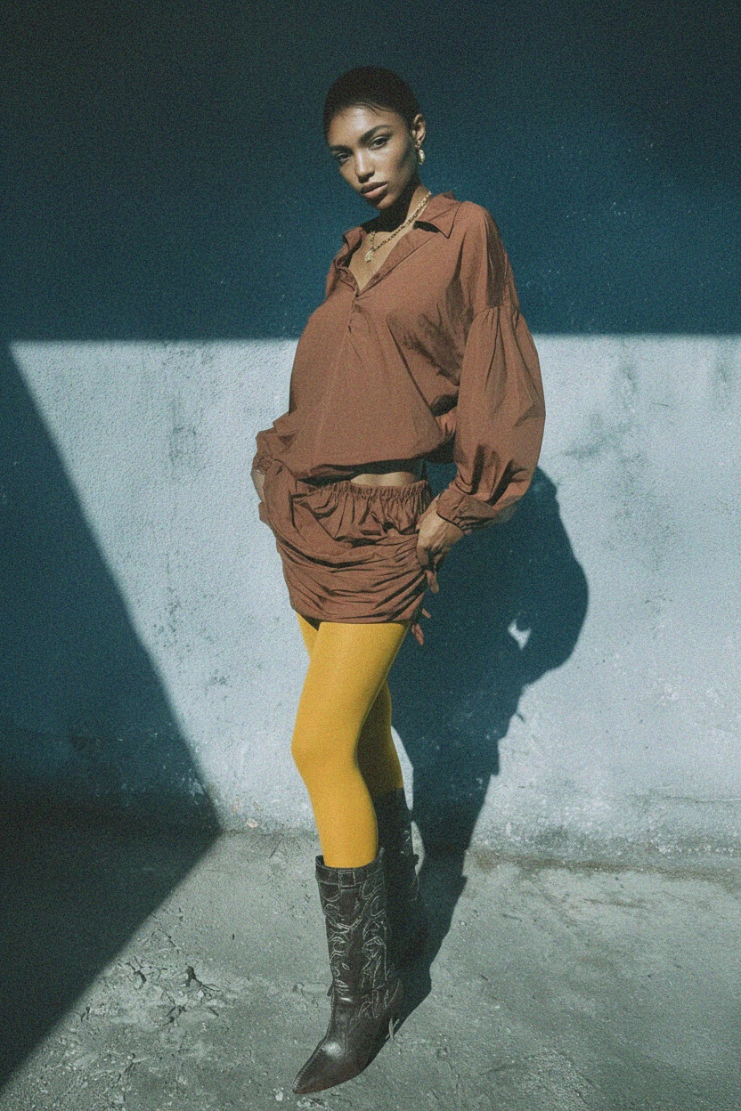 Vibrant Yellow Opaque Full-Length Tights photo 2