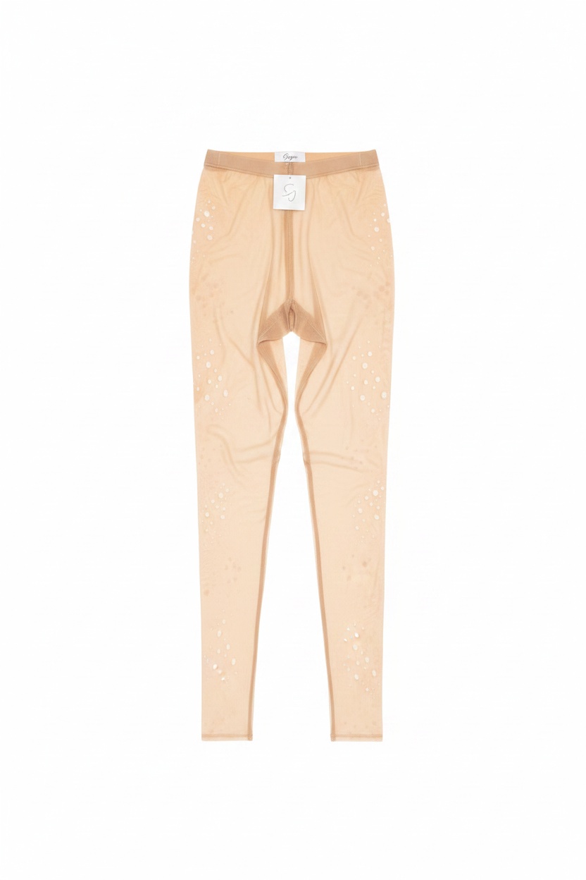 Playful Polka Dot Sheer Tights - Beige photo 1