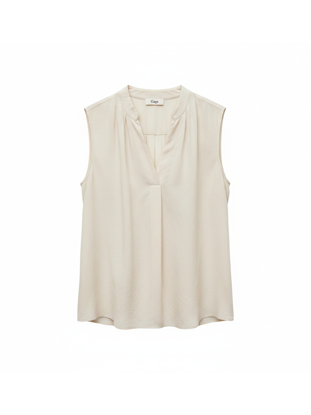 Beige Sleeveless V-Neck Blouse photo 1