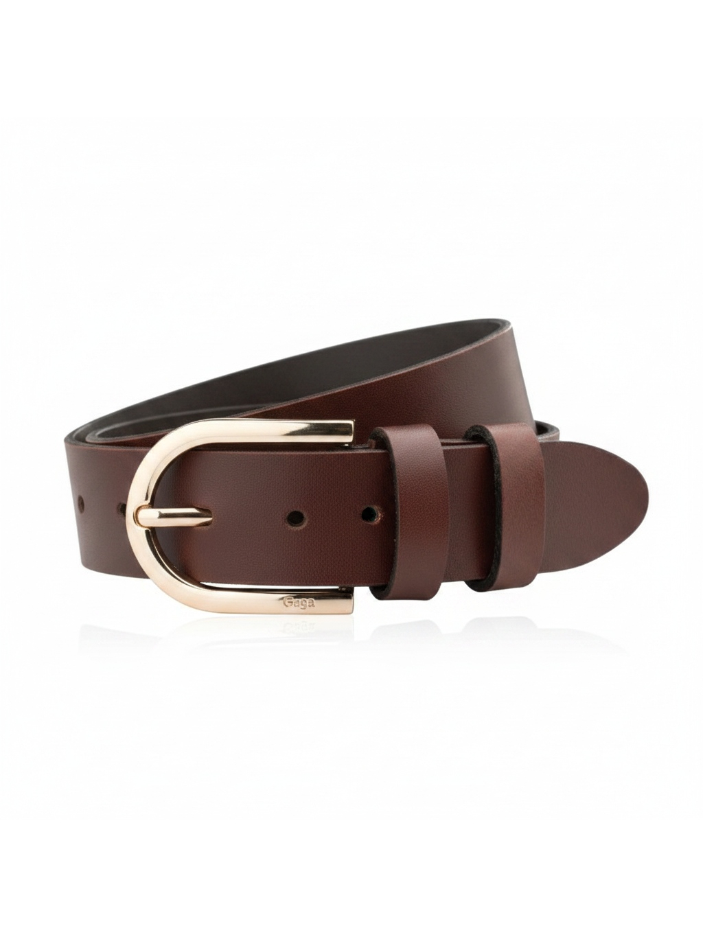 Classic Brown Leather Belt with Gold-Tone Buckle photo 1