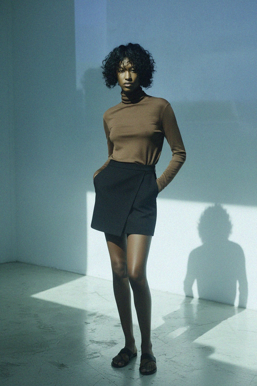 Chic Black Wrap Design Mini Skirt photo 3