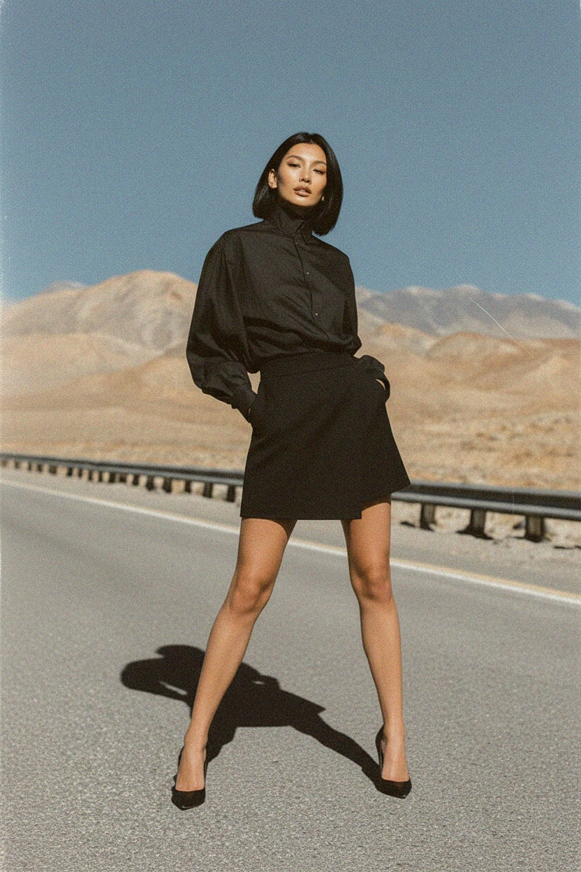 Chic Black Wrap Design Mini Skirt photo 4