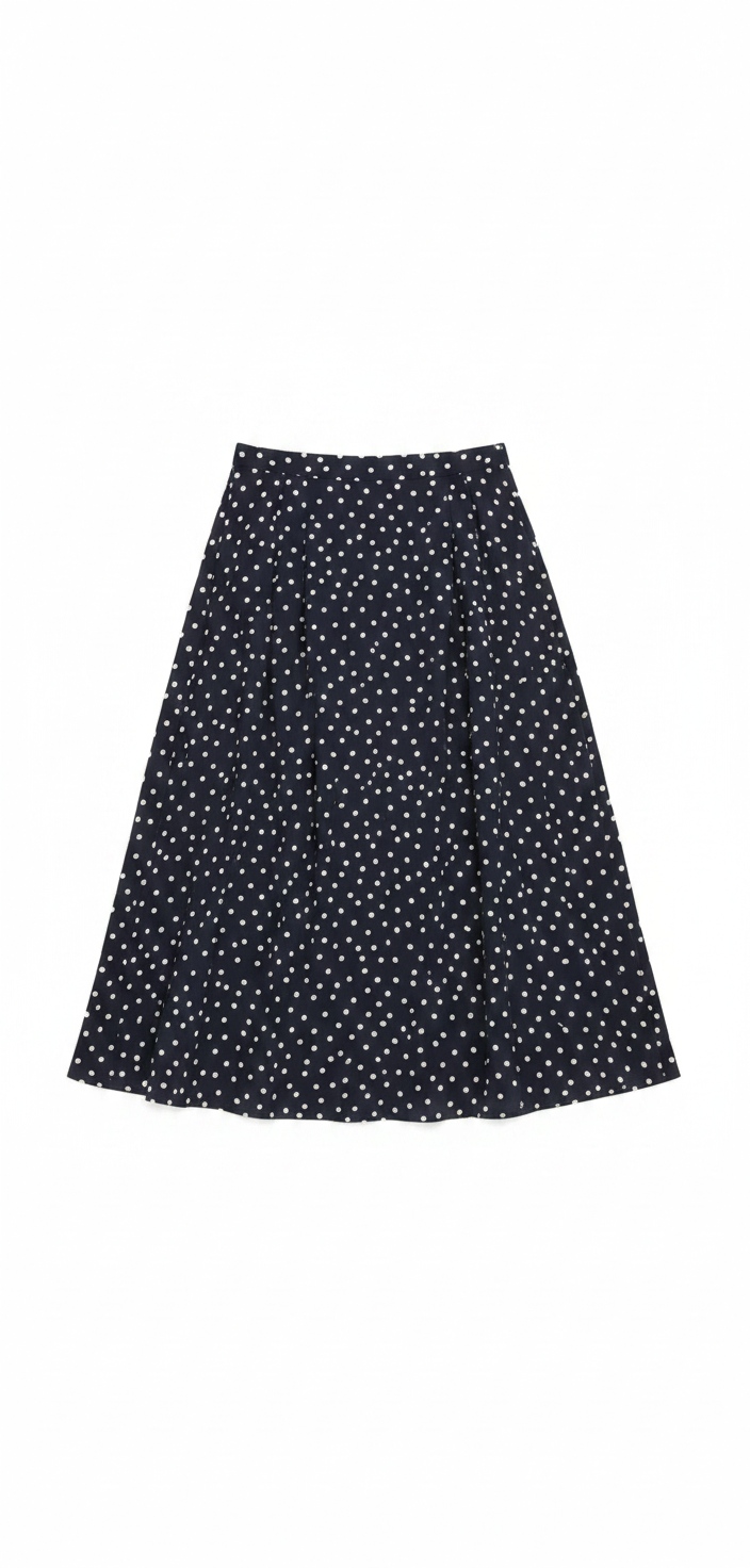 Chic Polka Dot Midi Skirt with Belt Detail photo 1