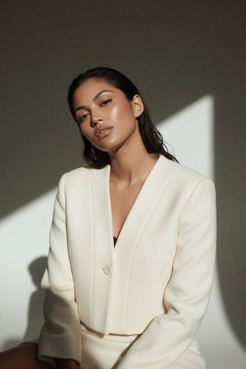 Chic Cropped Jacket with Button Detail photo 2