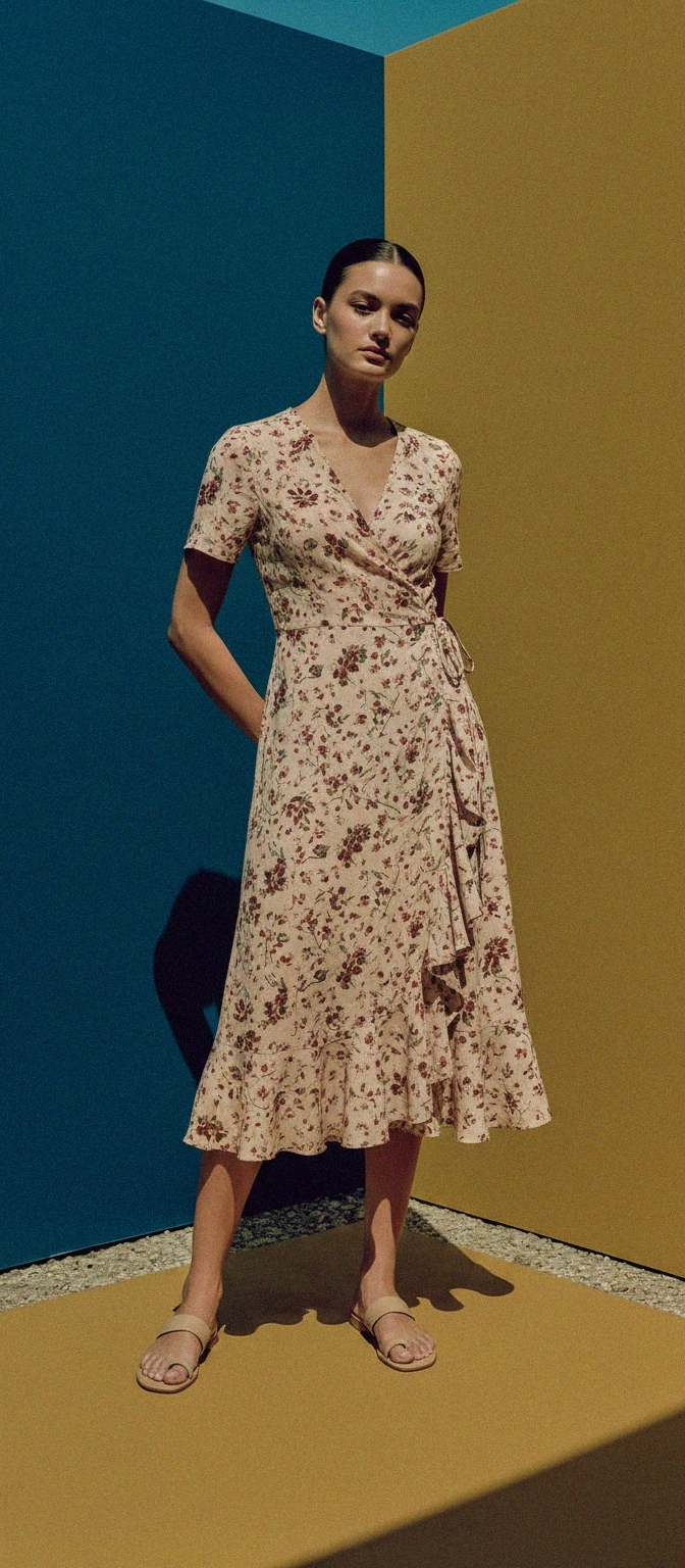 Elegant Floral Print Midi Dress photo 2