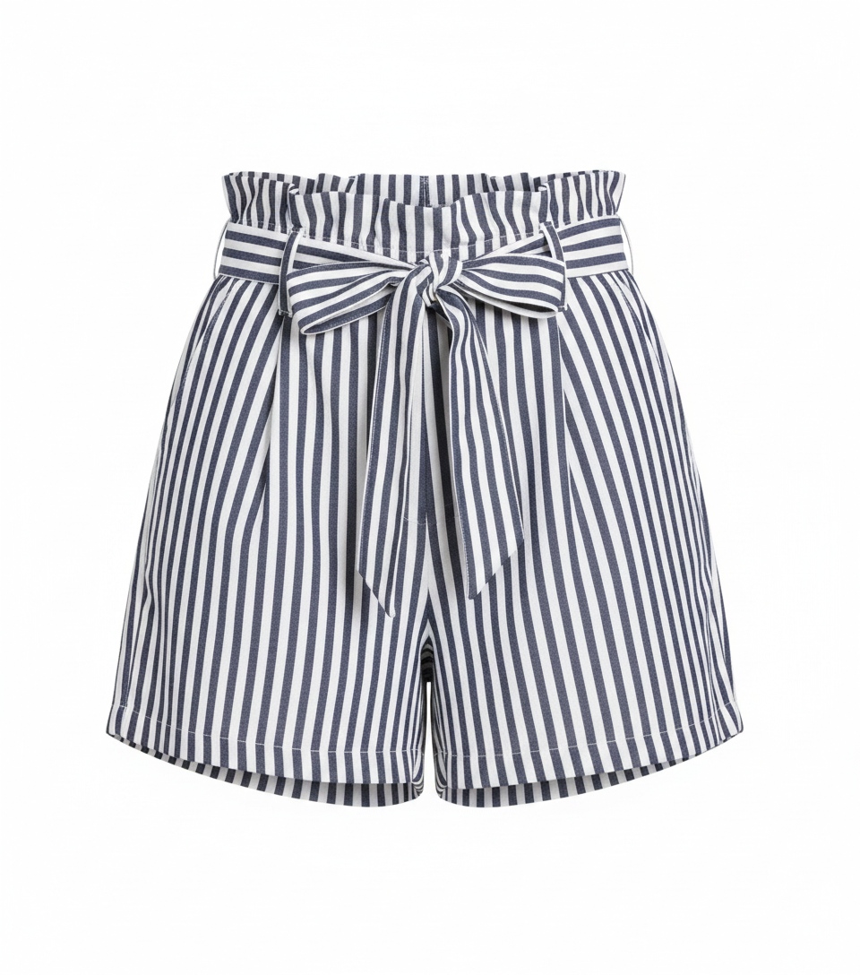 Striped Paperbag Tie-Waist Shorts photo 1