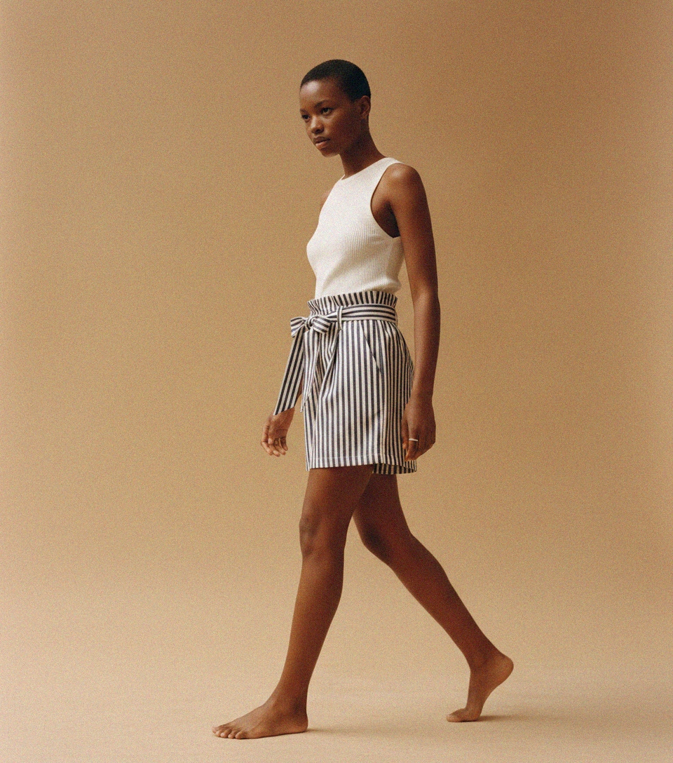 Striped Paperbag Tie-Waist Shorts photo 2