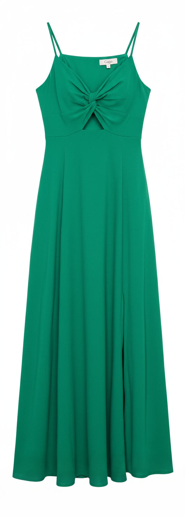 Elegant Green Midi Dress with Twist Front & Slit photo 1