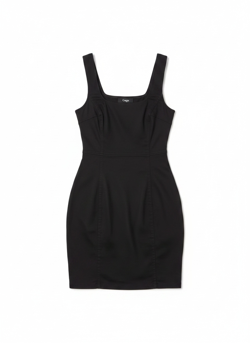 Classic Black Square Neck Mini Dress photo 1