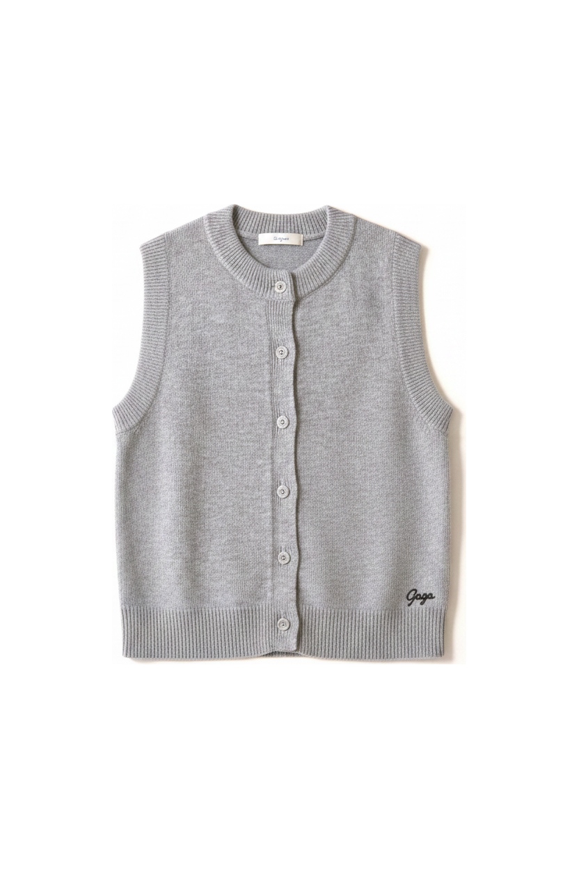 Sleeveless Knit Button-Front Cardigan Vest photo 1