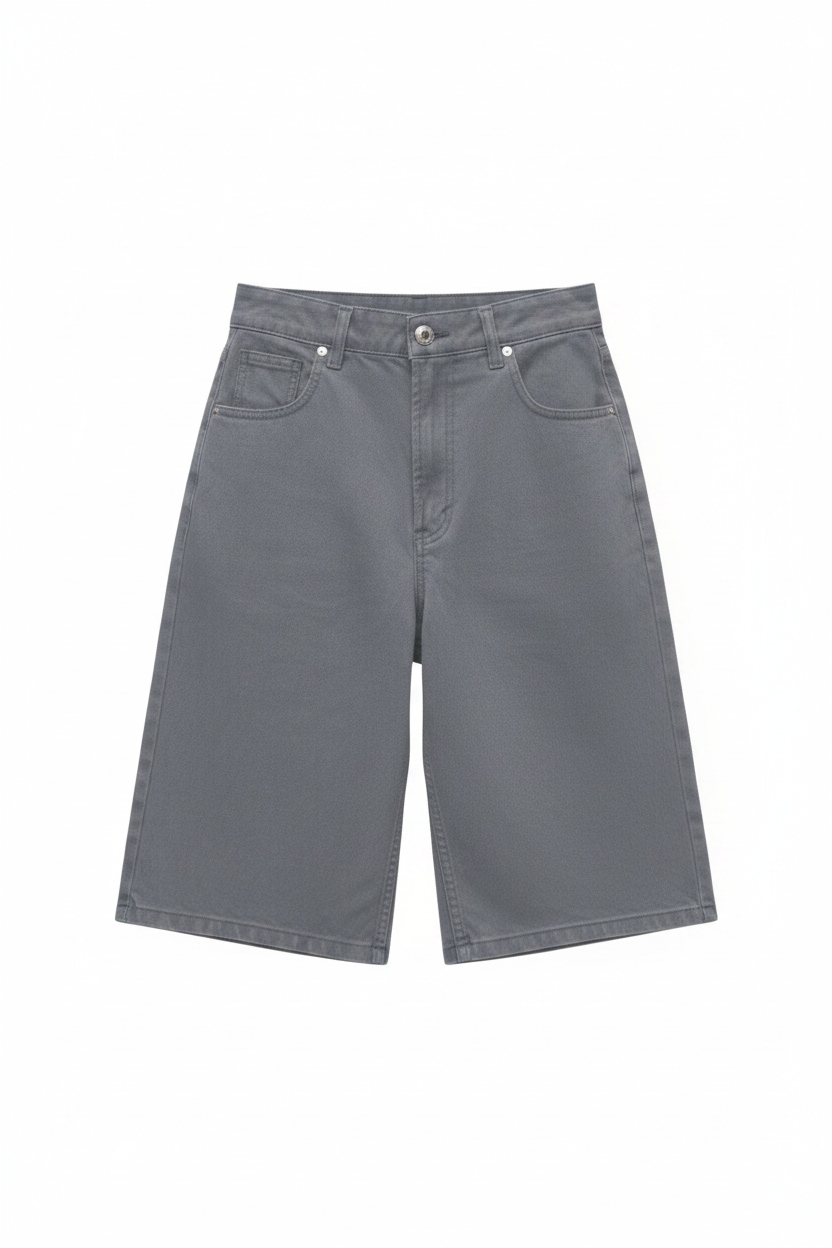 Grey Relaxed Fit Knee-Length Shorts photo 1