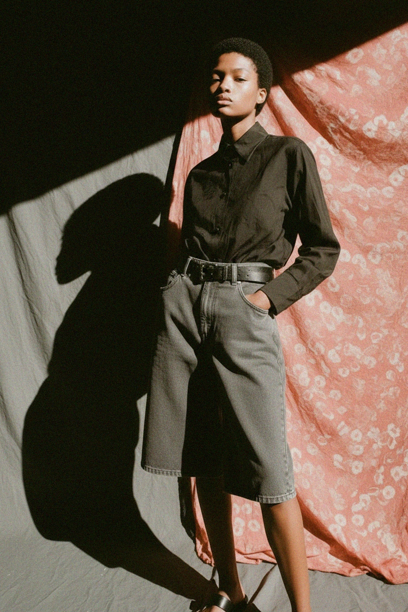 Grey Relaxed Fit Knee-Length Shorts photo 2