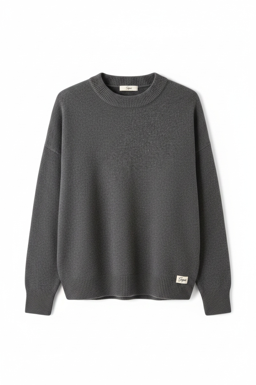 Soft Grey Oversized Knit Pullover photo 1