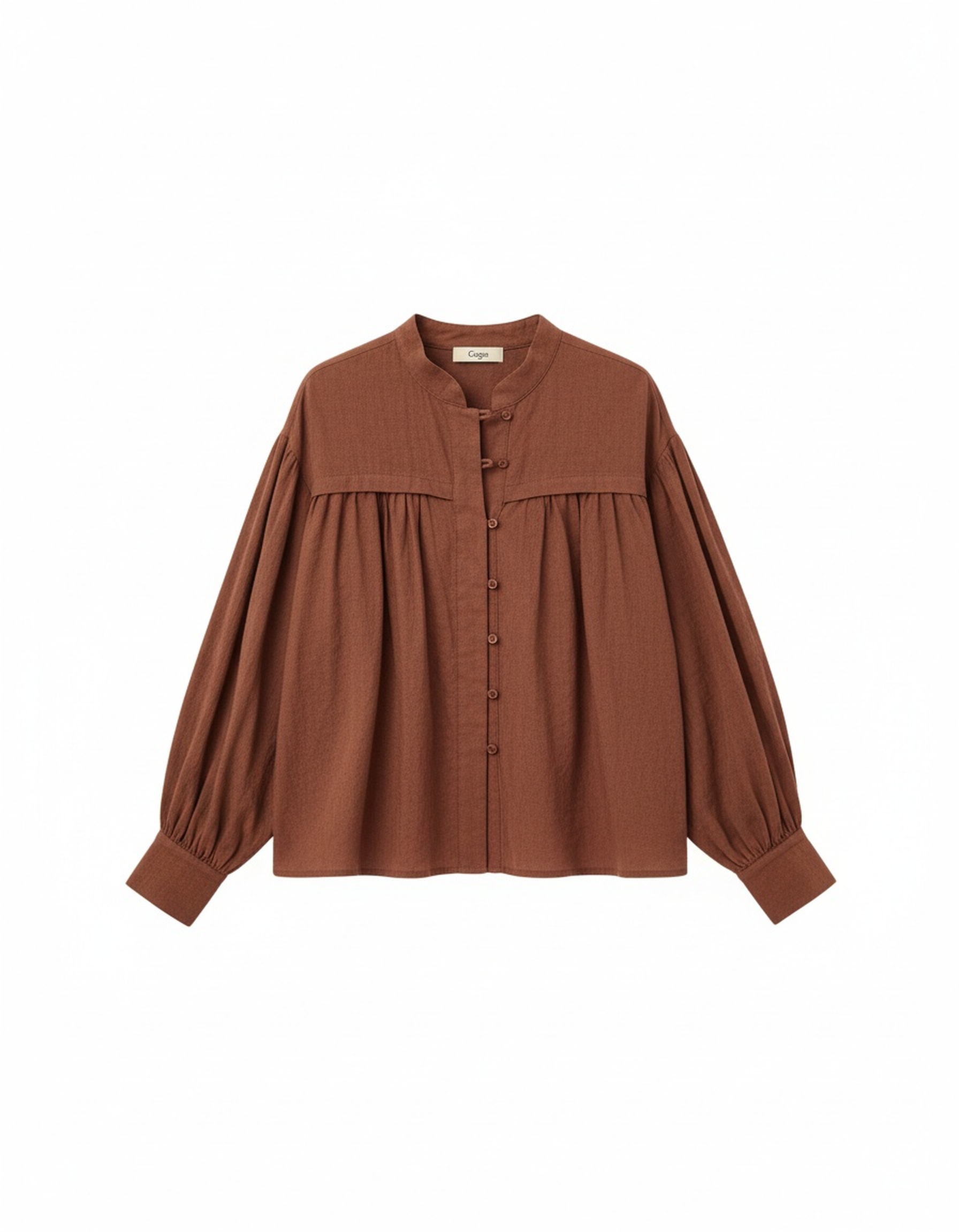 Brown Relaxed Fit Gathered Blouse photo 1