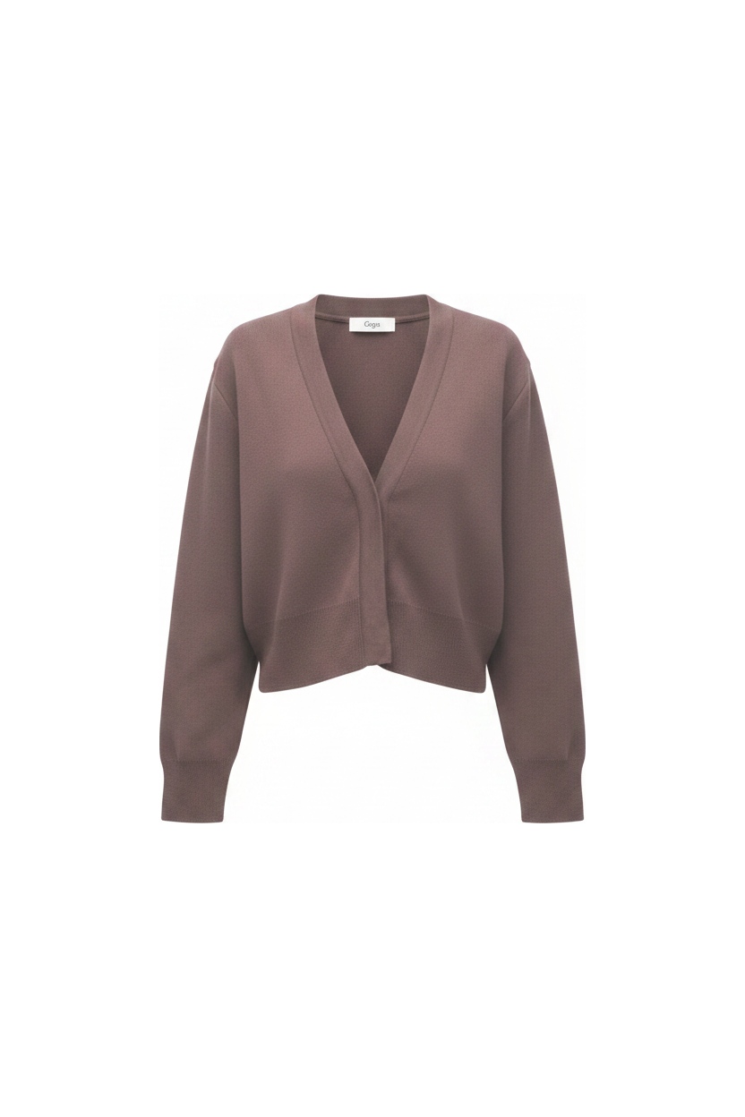 Relaxed Brown V-Neck Knit Cardigan photo 1