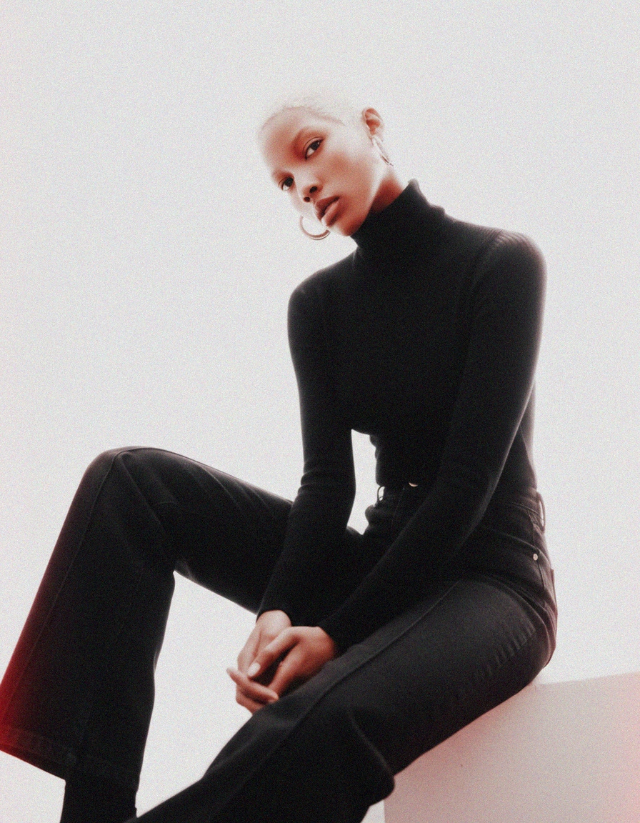 Classic Black Straight Leg Pants with Front Seam Detail photo 2