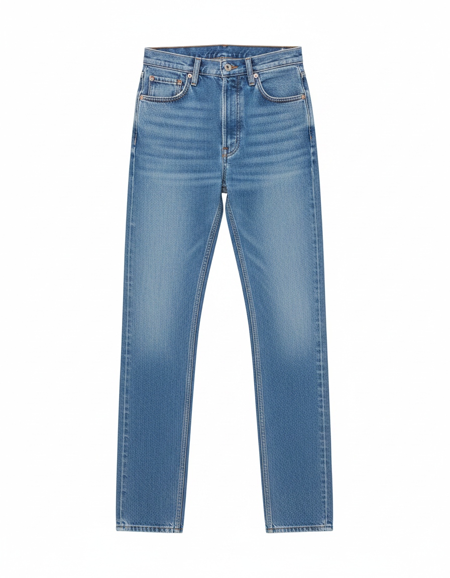 Classic High-Waisted Blue Denim Jeans photo 1