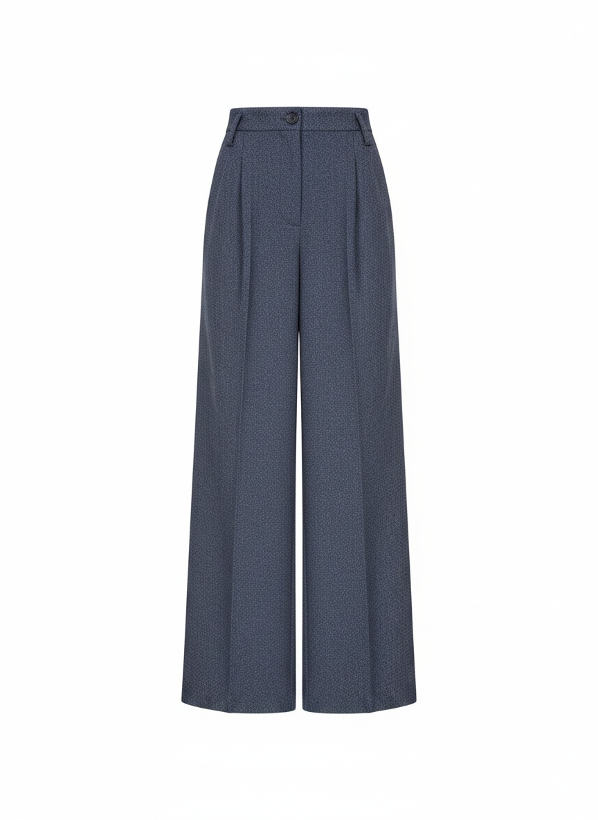 Blue Wide-Leg Pleated Pants photo 1