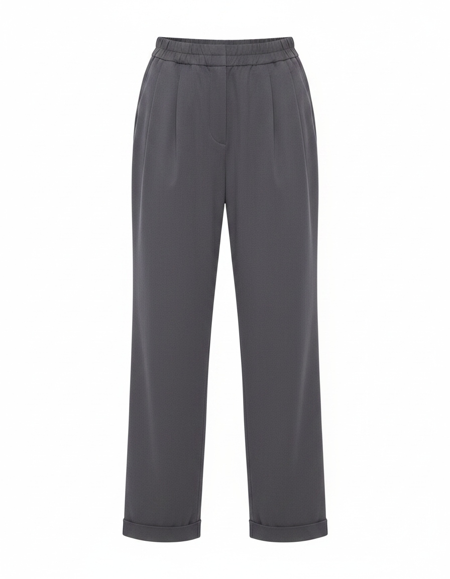 Relaxed Fit Pleated Wide-Leg Grey Pants photo 1