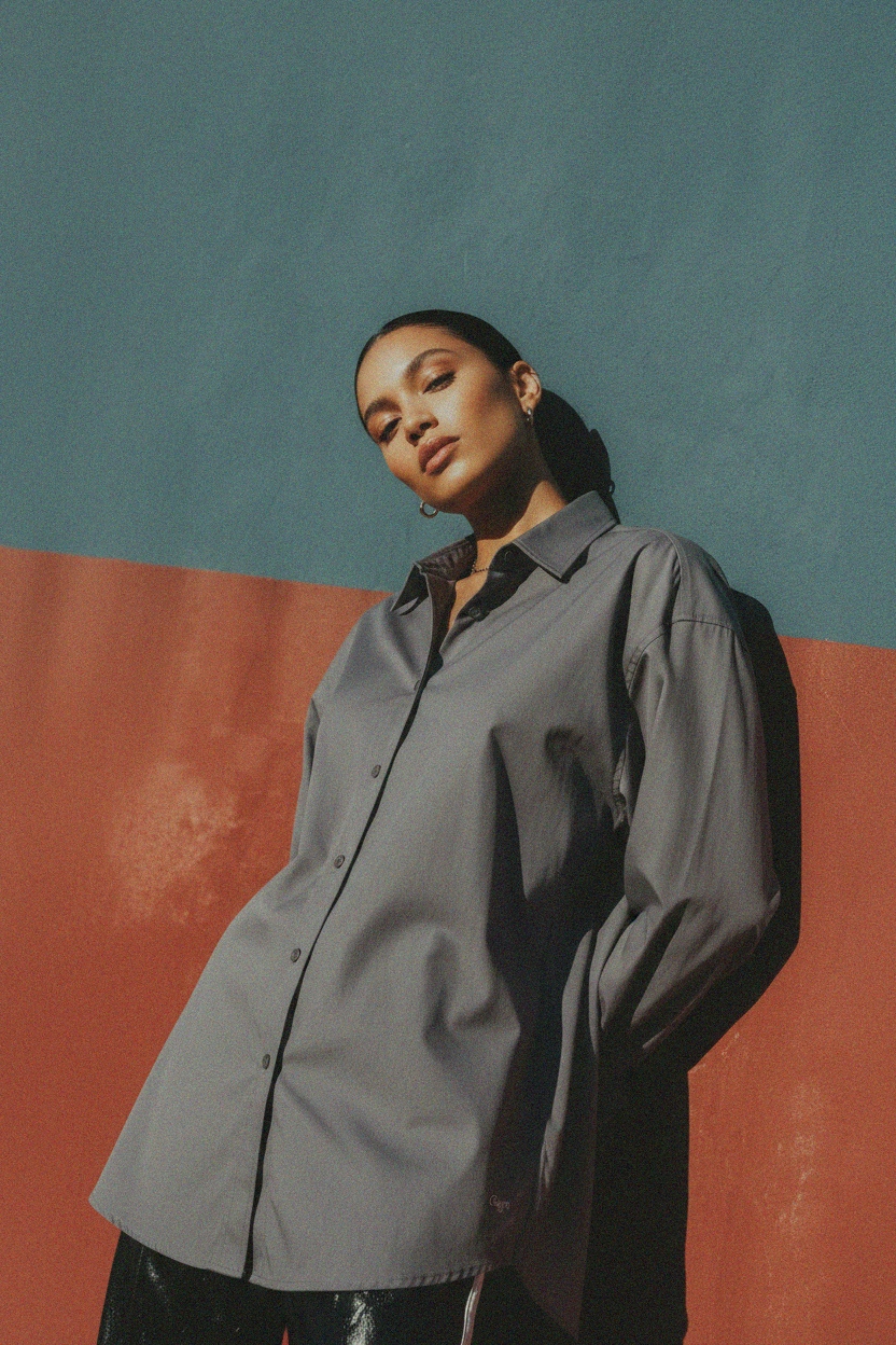 Oversized Button-Down Collared Shirt photo 4