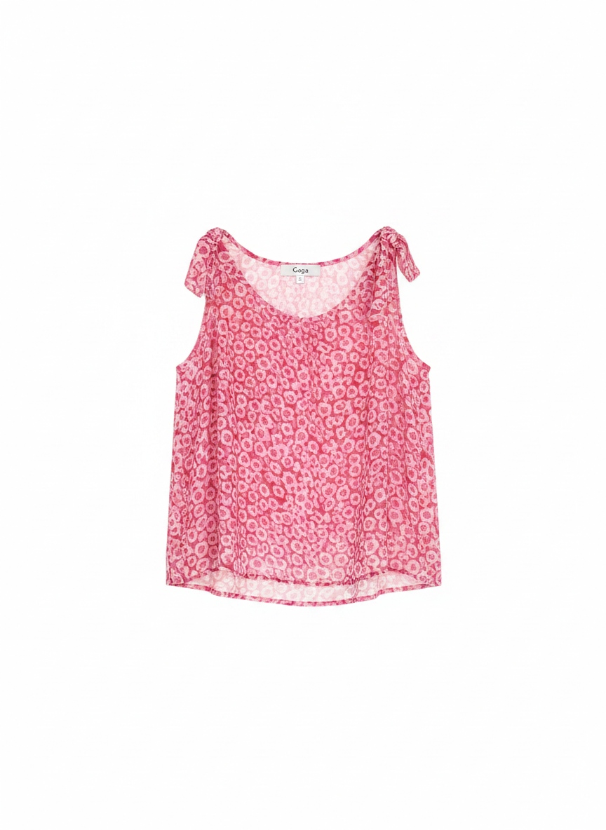 Pink Patterned Sleeveless Blouse photo 1