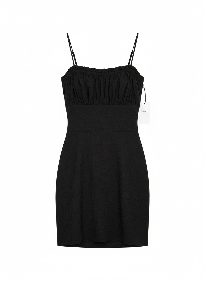 Black Ruched Bodice Mini Dress photo 1