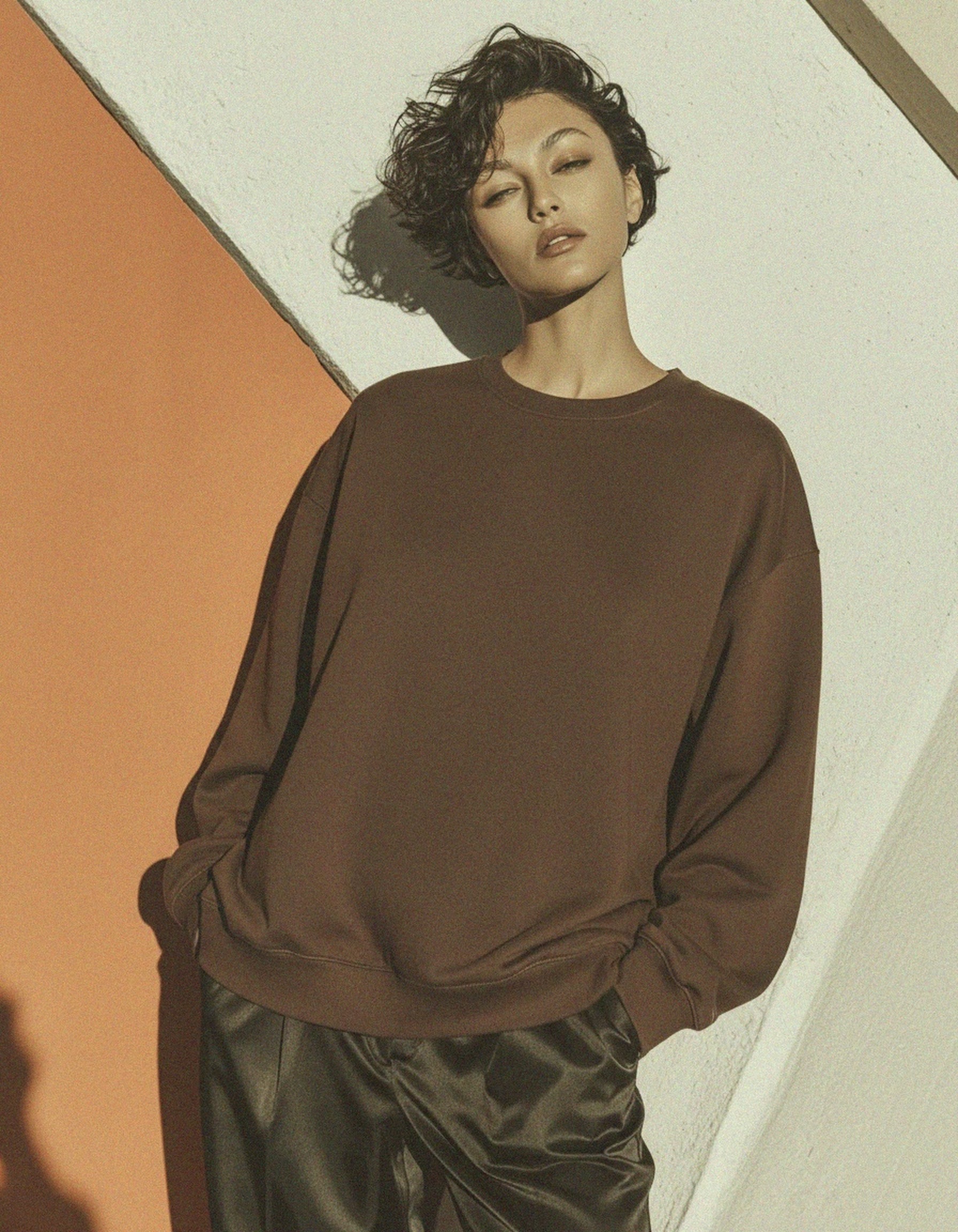 Brown Oversized Crew Neck Sweatshirt photo 2