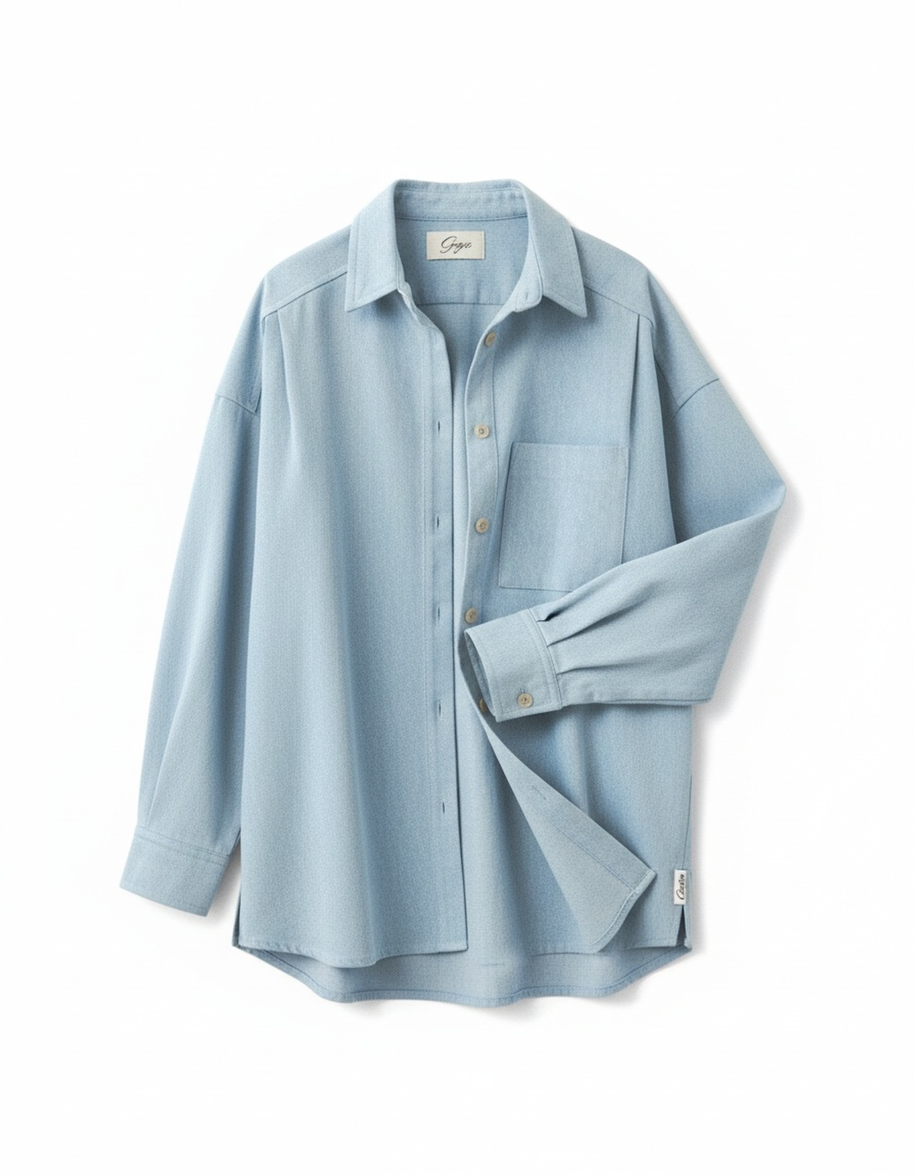 Oversized Light Blue Button-Up Shirt photo 1